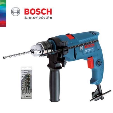 Máy khoan động lực Bosch GSB 550 + Bộ 5 mũi khoan đa dụng